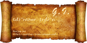 Günther Irén névjegykártya